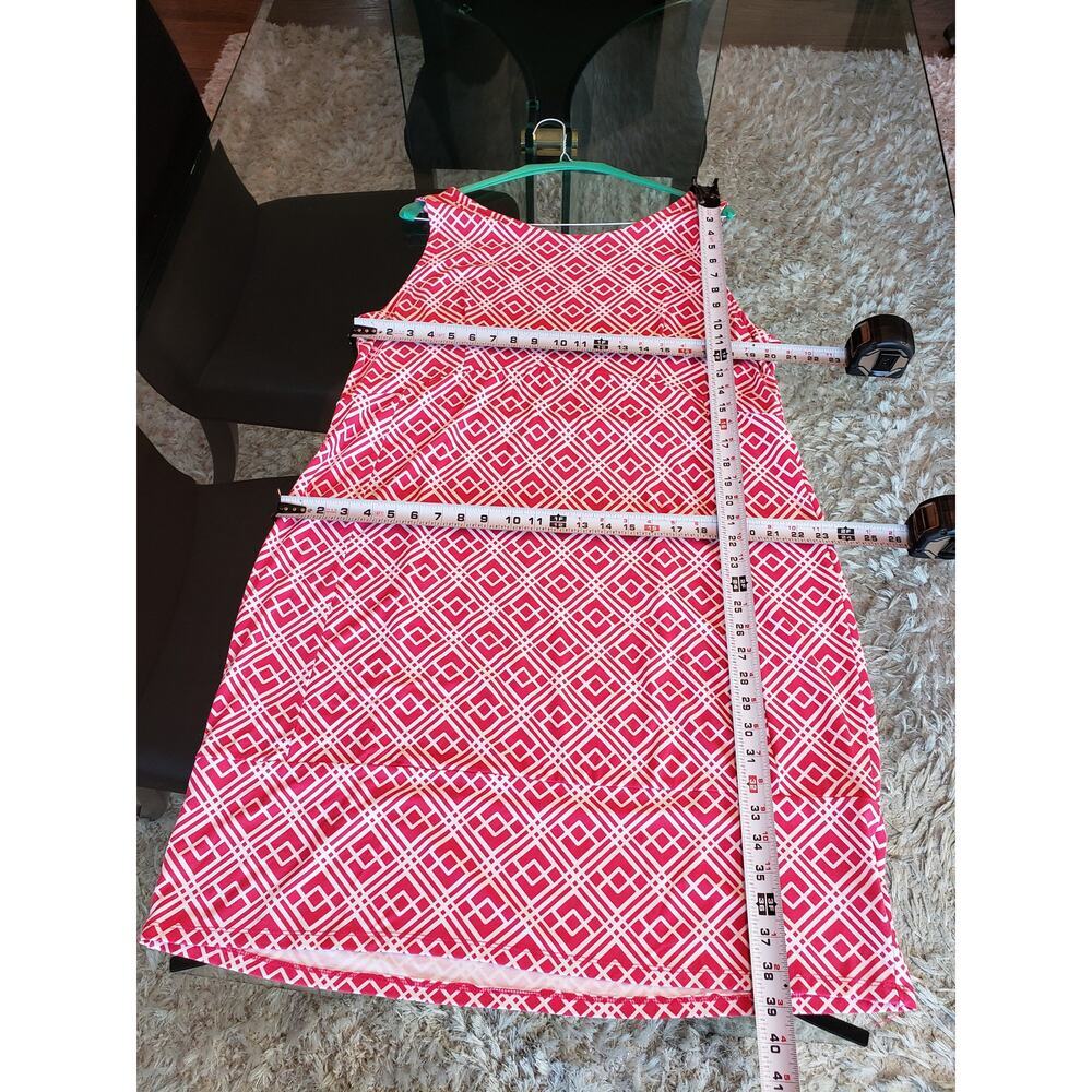 JM Collection Shift Dress Womens XL Pink White Geometric Round Neck Pullover - Picture 7 of 11